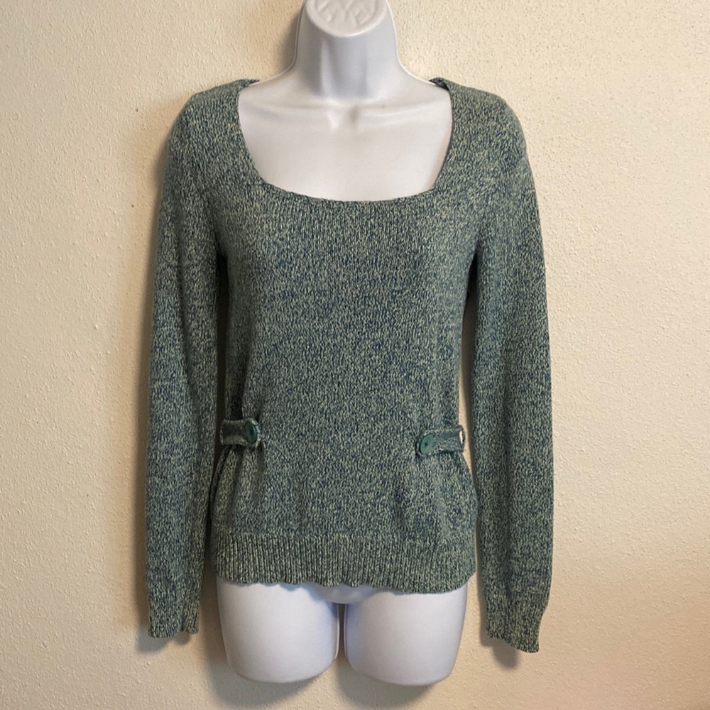 🥰🥰{Anthro} HWR Monogram “Heather” Pullover in Teal